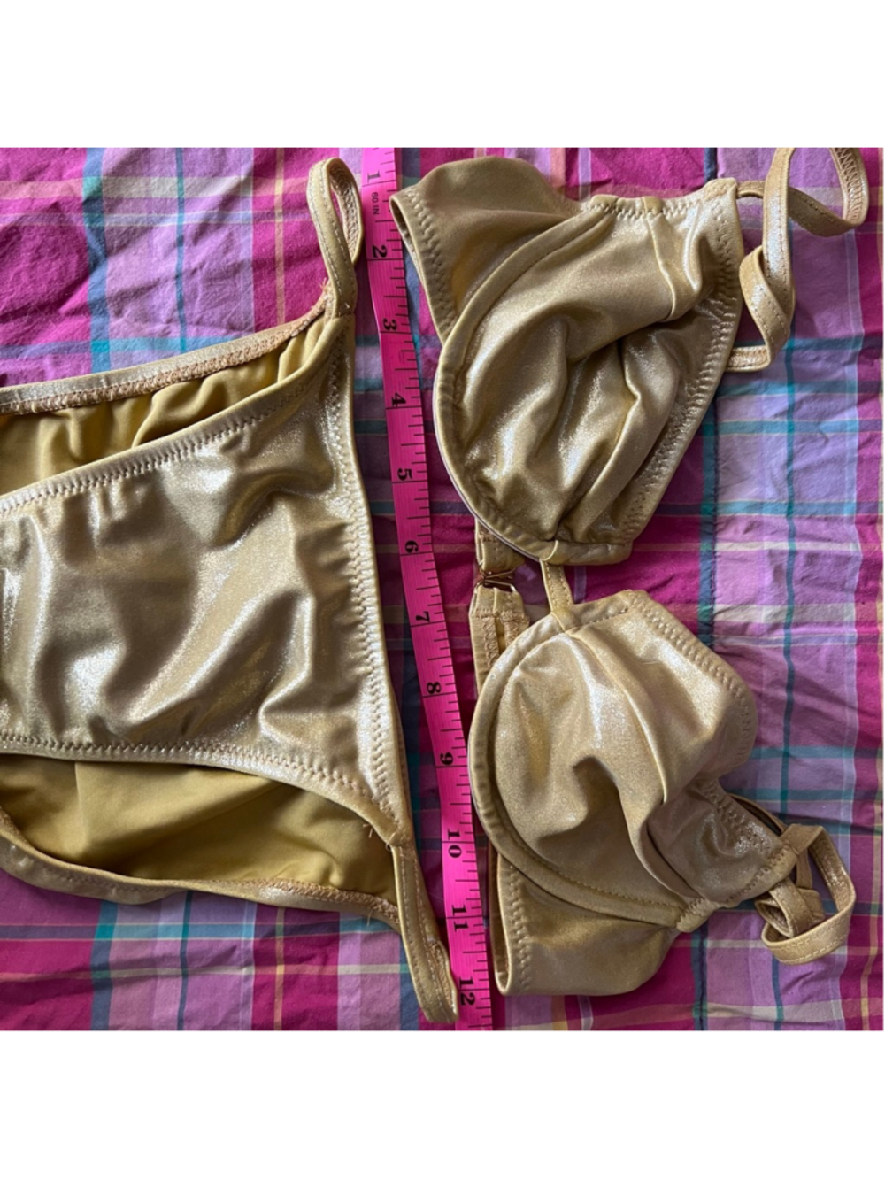 Vintage Gottex Gold Metallic Dazzle Bikini Set Size 8 XS/S RARE - Picture 10 of 10